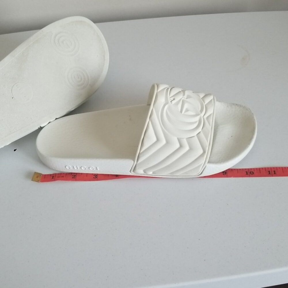 GUCCI | GG Logo Rubber Slides White Sz 10 - Picture 9 of 11